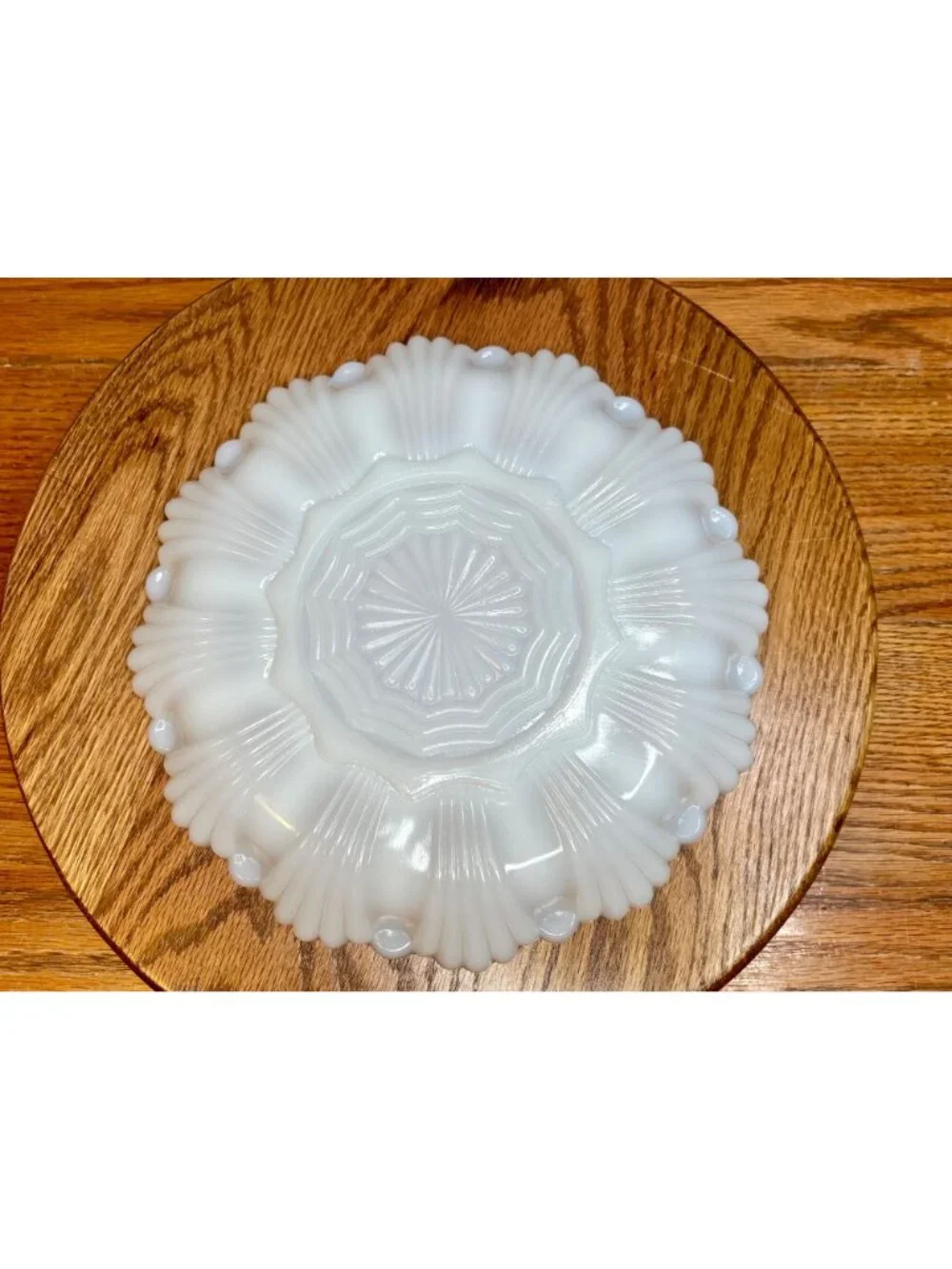 Vintage Anchor Hocking Milk Glass Deviled Egg Plate, Gold Trim